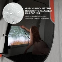 Tenda per Auto Impermeabile a 3 Porte in Poliestere, PE e Fibra di Vetro, 239x210x210 cm, Grigio e Arancione