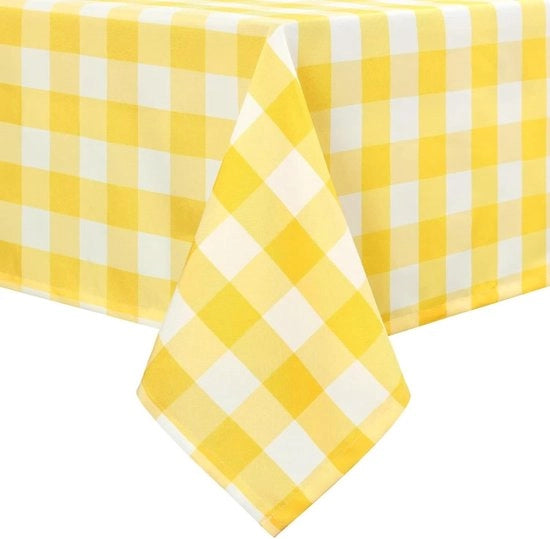 Tavolo quadrato copertina acqua resistente - lussuoso di poliestere - solido - duraturo resistente all'acqua e al sudore e pieghevole copertina per tavolo acqua resistente - lussuoso per sala da pranzo festa giardino 140 x 180 cm giallo e bianco