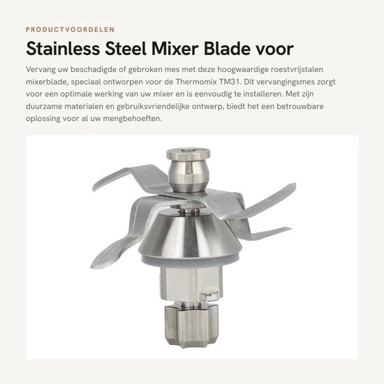 Mes per blender conico in acciaio inossidabile - Verv. mes - Snijmes - Blender Mes - TM31 - Duraturo e igienico - Mes per blender
