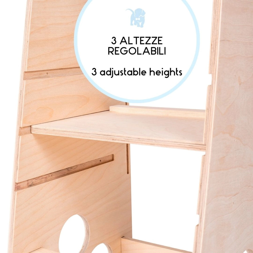 Learning Tower con lavagna, Torre di Apprendimento, Torretta Montessoriana