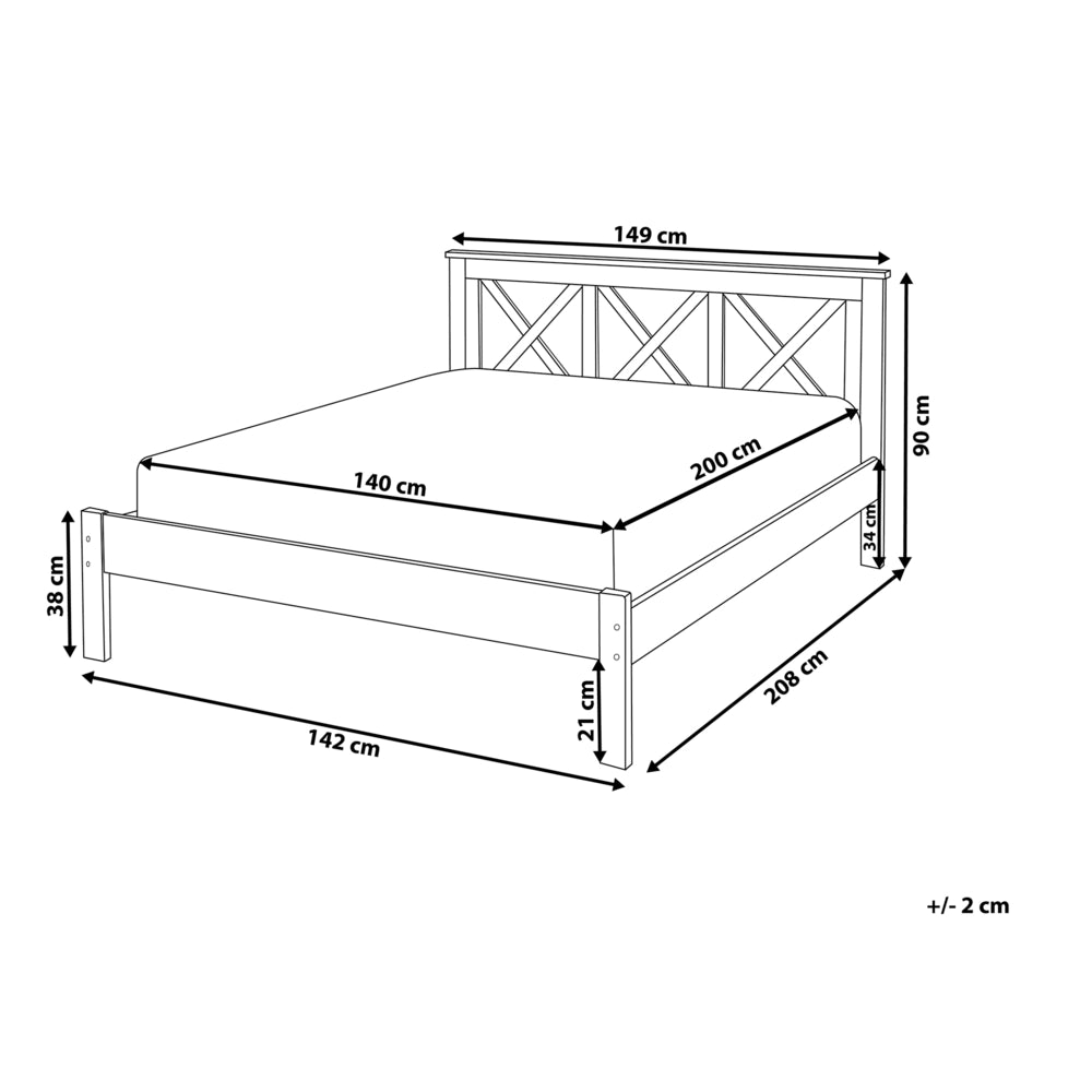 Letto in Legno Bianco con Rete a Doghe Design Elegante 140 x 200 cm