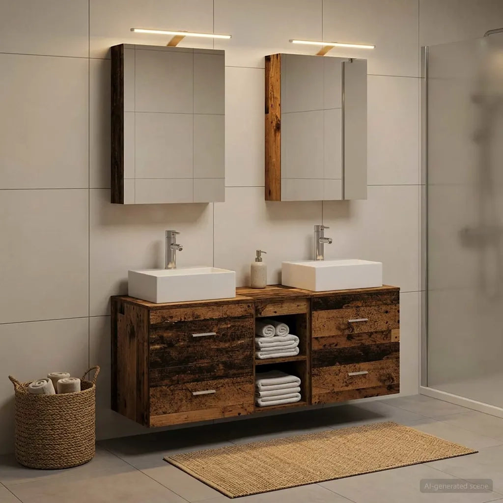 Set di mobili per il bagno 5 pcs Legno antico 3406797