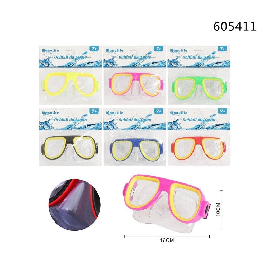 Trade Shop - Maschera Nuoto Immersioni Mare Piscina Estate Bambini 16x10cm Vari Colori 605411 -