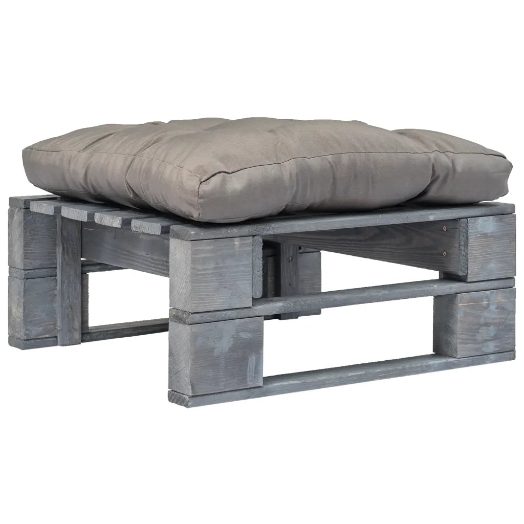 Ottomana da Giardino in Pallet con Cuscino Grigio Legno Grigio 275282