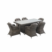 Set tavolo da giardino in resina arrotondata con 6 poltrone, grigio