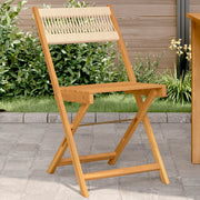 Sedie BistrÃ² 2pz Beige in Legno Massello di Acacia e Corda