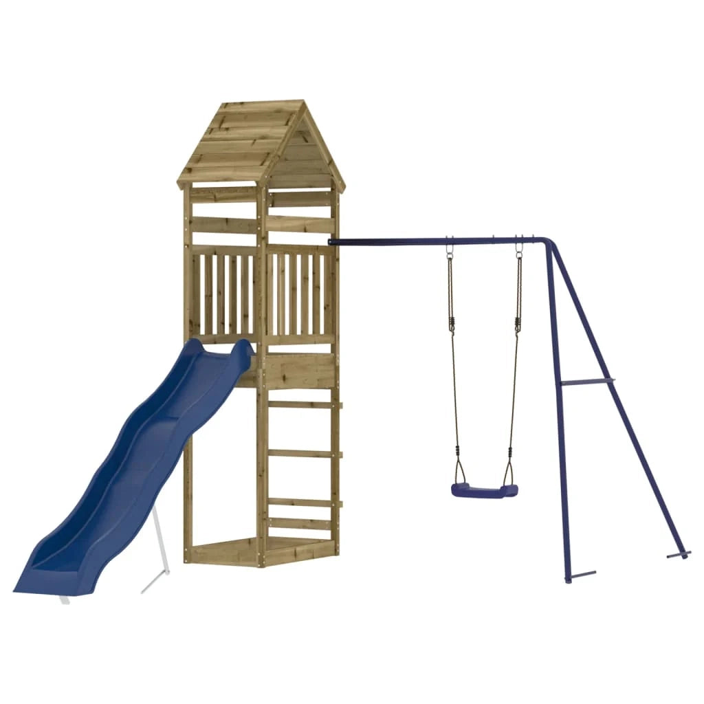 Area giochi all'aperto con altalene scivolo e robuste strutture per arrampicarsi  giochi da giardino 53 x 85 x 264 cm legno di pino impregnato 02_0004859