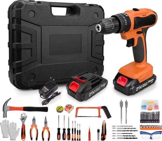 Schroevendraaier elettrico - set di batterie - Schroevendraaier senza cavo - Schroevendraaier elettrico - 21V batteria a ioni di litio - con 2 set di batterie