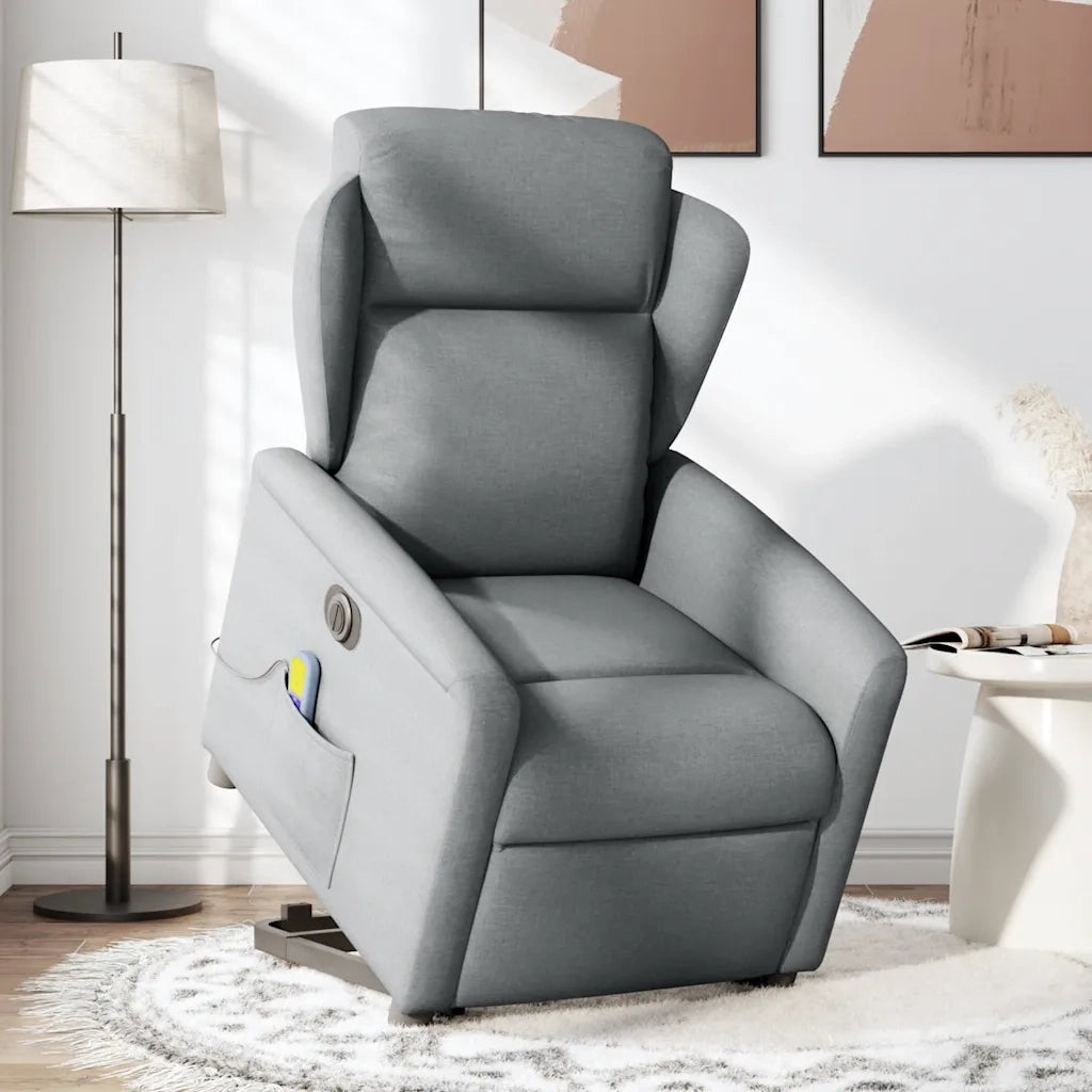 Poltrona Alzapersona Massaggi Elettrica Grigio Chiaro Tessuto 3303164