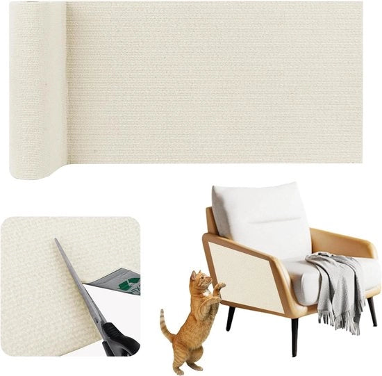 Tappetino Autoadesivo Divano per Gatti con Zavorra per Parete (Beige 40cm x 2m)