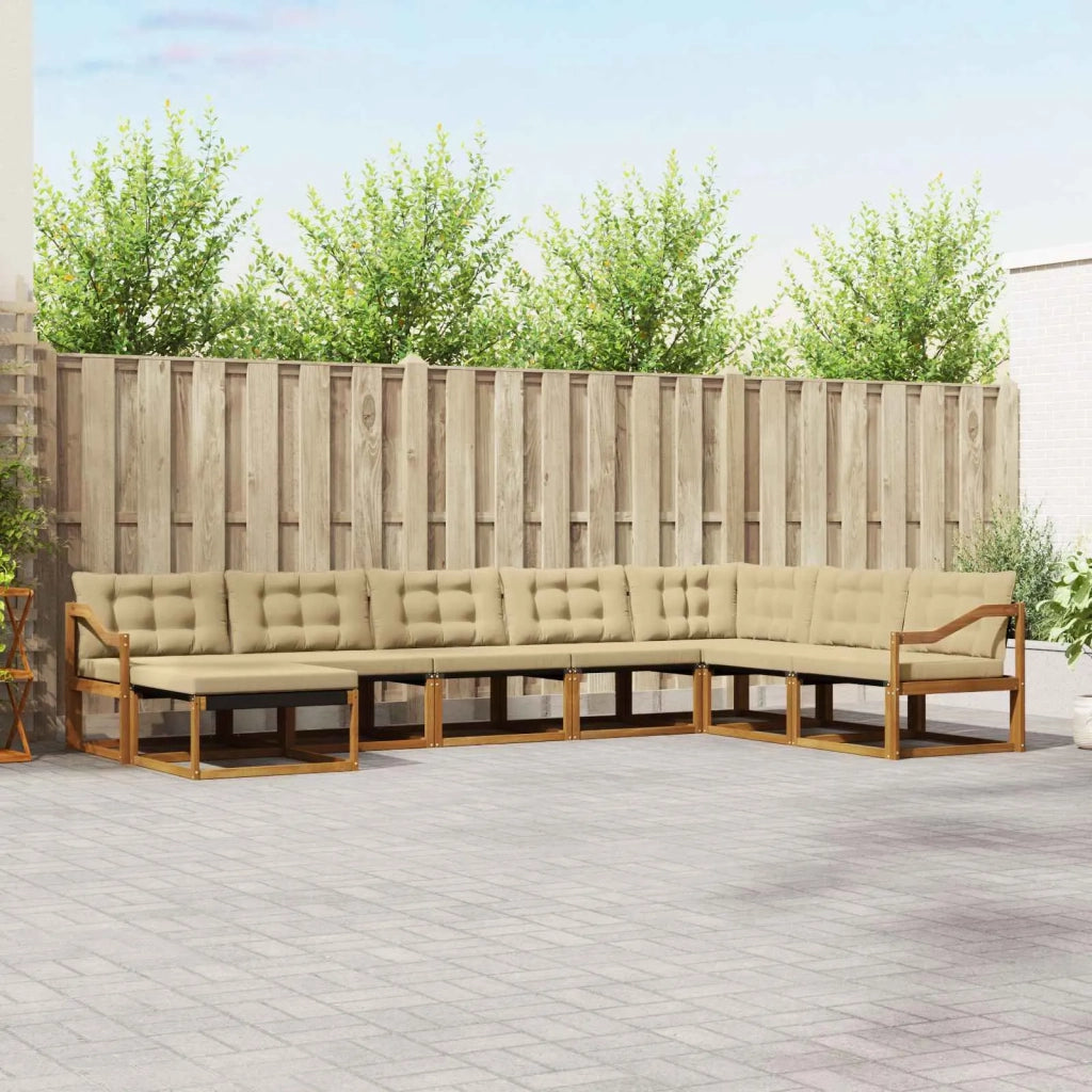 Set di divani da esterno con cuscino 8 pcs Naturale e Beige