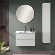 Mobiletto bagno sospeso cannettato 70 cm bianco opaco con top Bali