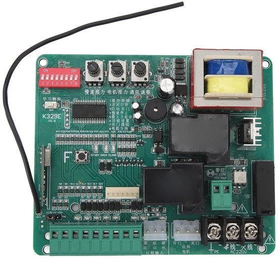 Pannello di controllo per porte a battente - Regolazione con un solo pulsante - Funzione di velocità lenta - Indicatori LED - Tasto di regolazione della resistenza motoristica - 220V - Regolazione della porta