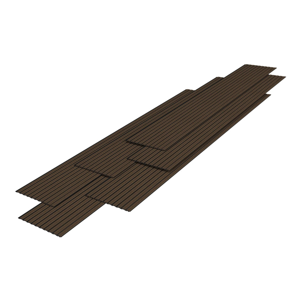 Set di 12 pannelli murali 3D 195 x 32 cm effetto legno scuro 03_0010556