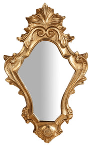 Biscottini Specchiera da parete in legno finitura foglia oro anticato L20xPR3xH35 cm Made in Italy