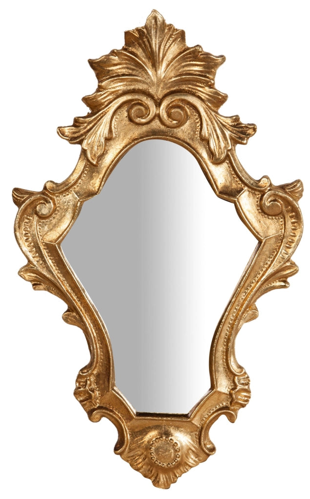 Biscottini Specchiera da parete in legno finitura foglia oro anticato L20xPR3xH35 cm Made in Italy