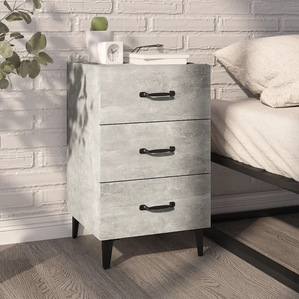 Comodino-Tavolino da notte Grigio Cemento 40x40x66 cm in Legno Multistrato 596066