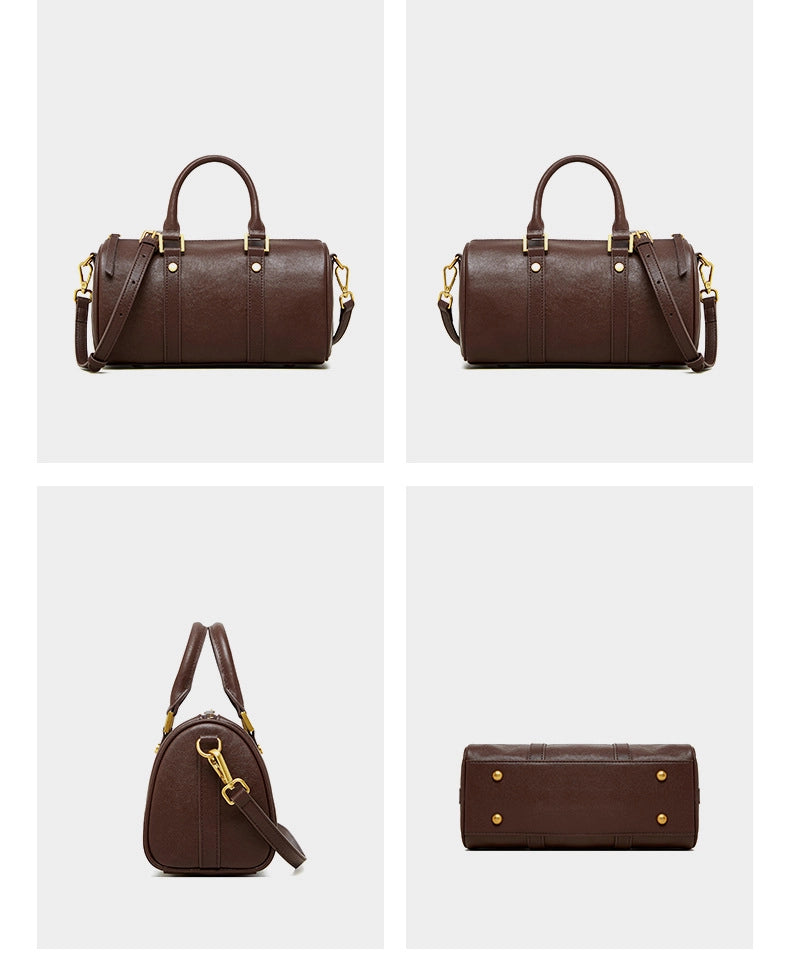 Borsa a tracolla da donna in vera pelle marrone