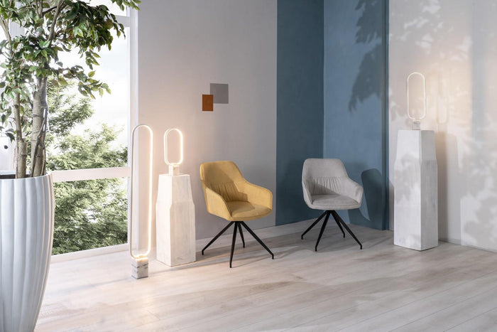 Set 4 Sedie 56x56xH87 cm in Tessuto Gaia Grigio Chiaro