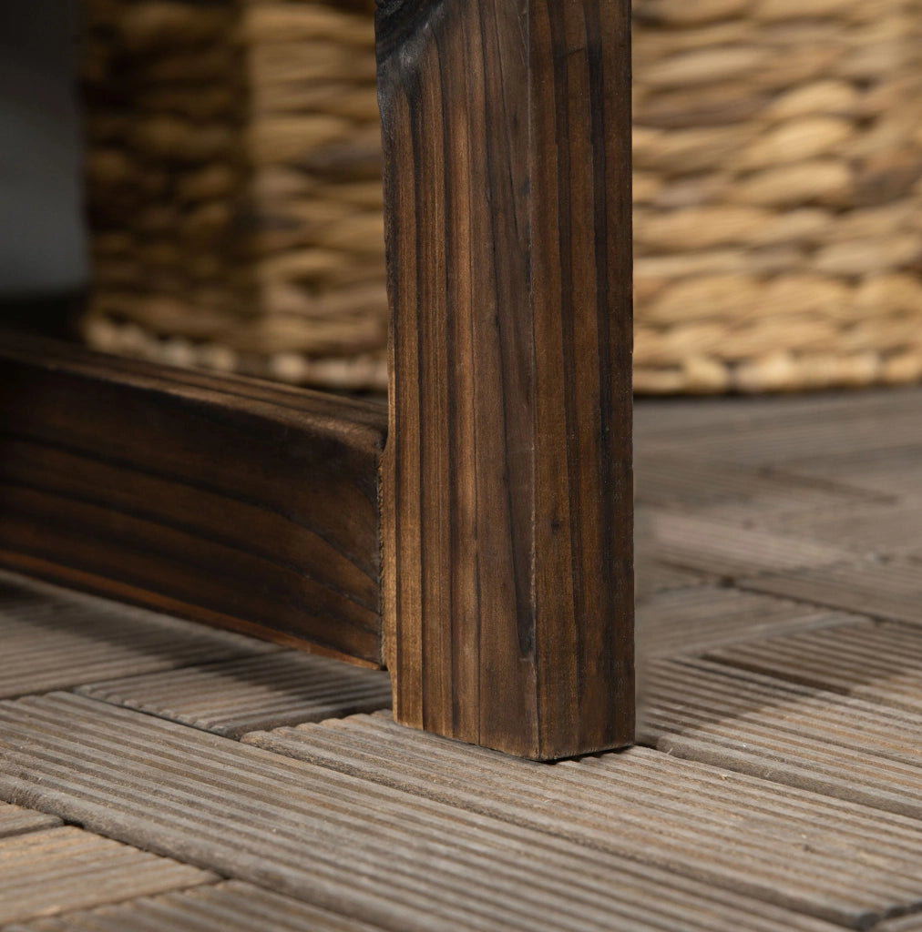 Panca da giardino a 2 posti in legno di abete carbonizzato; 114x63x86 cm; marrone
