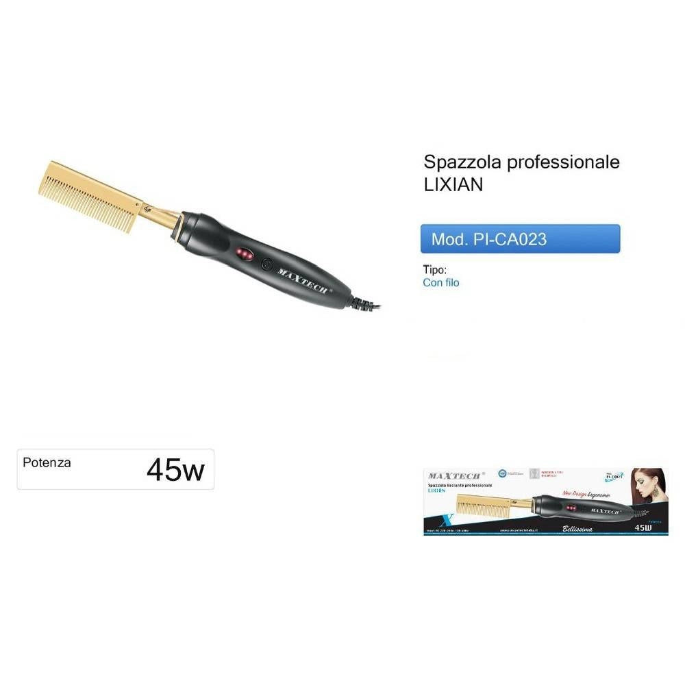 Trade Shop - Spazzola Lisciante Professionale Elettrica Pettine Riscaldante Capelli Pi-ca023 -