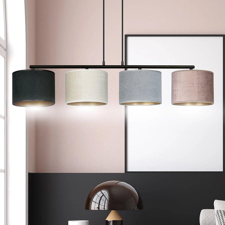 Lampadario Emibig Hilde 4xE27 nero in metallo tessuto