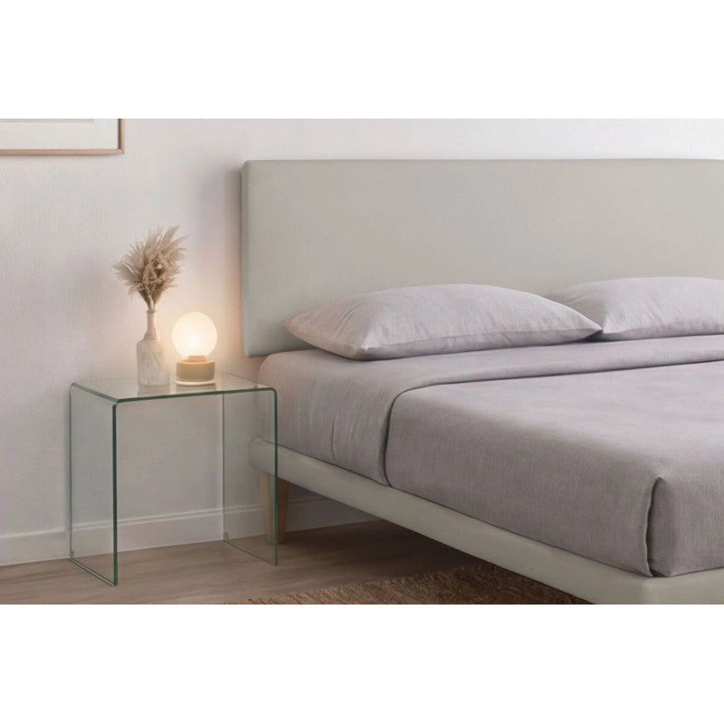 Letto imbottito Letto Matrimoniale alla Francese 140x200 cm Flat - Similpelle,Tortora,Con rete