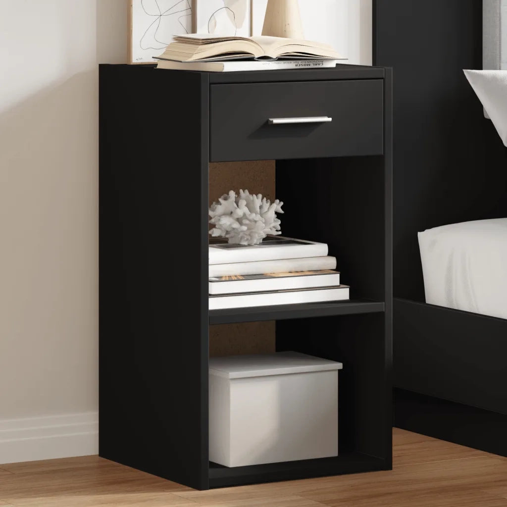 Comodini 2pz-Set di 2 Tavolino da notte Neri 35x34x65 cm in Legno Multistrato