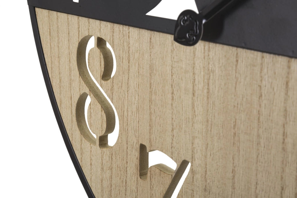 Orologio da Muro Palm 60x2,5x60 cm in Ferro e MDF Nero e Marrone