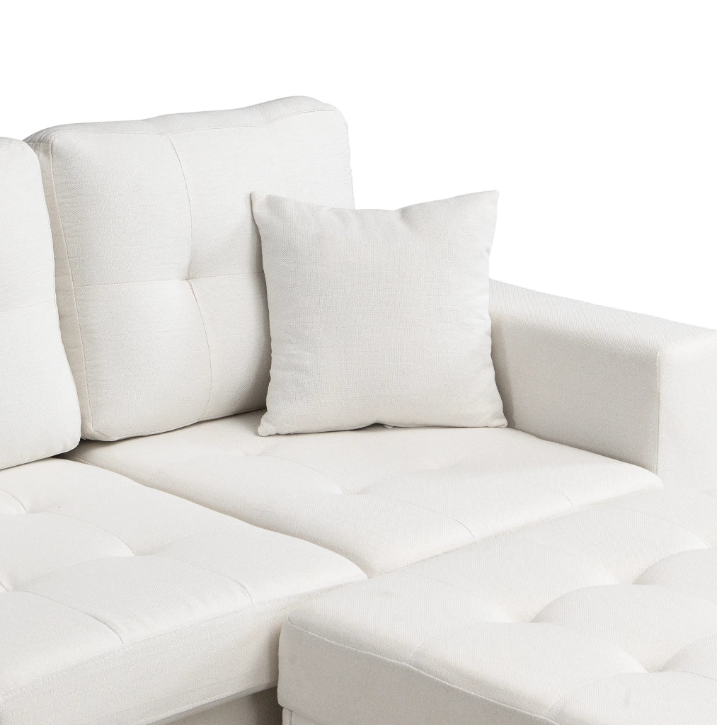 Divano angolare modulare 4 posti beige con pouf contenitore, USB-C e LED