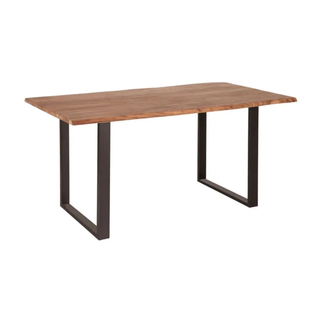 Table ARKAYA 160 cm – Piano in legno di acacia selvatica verniciato e gambe in metallo nero a U – Stile industriale