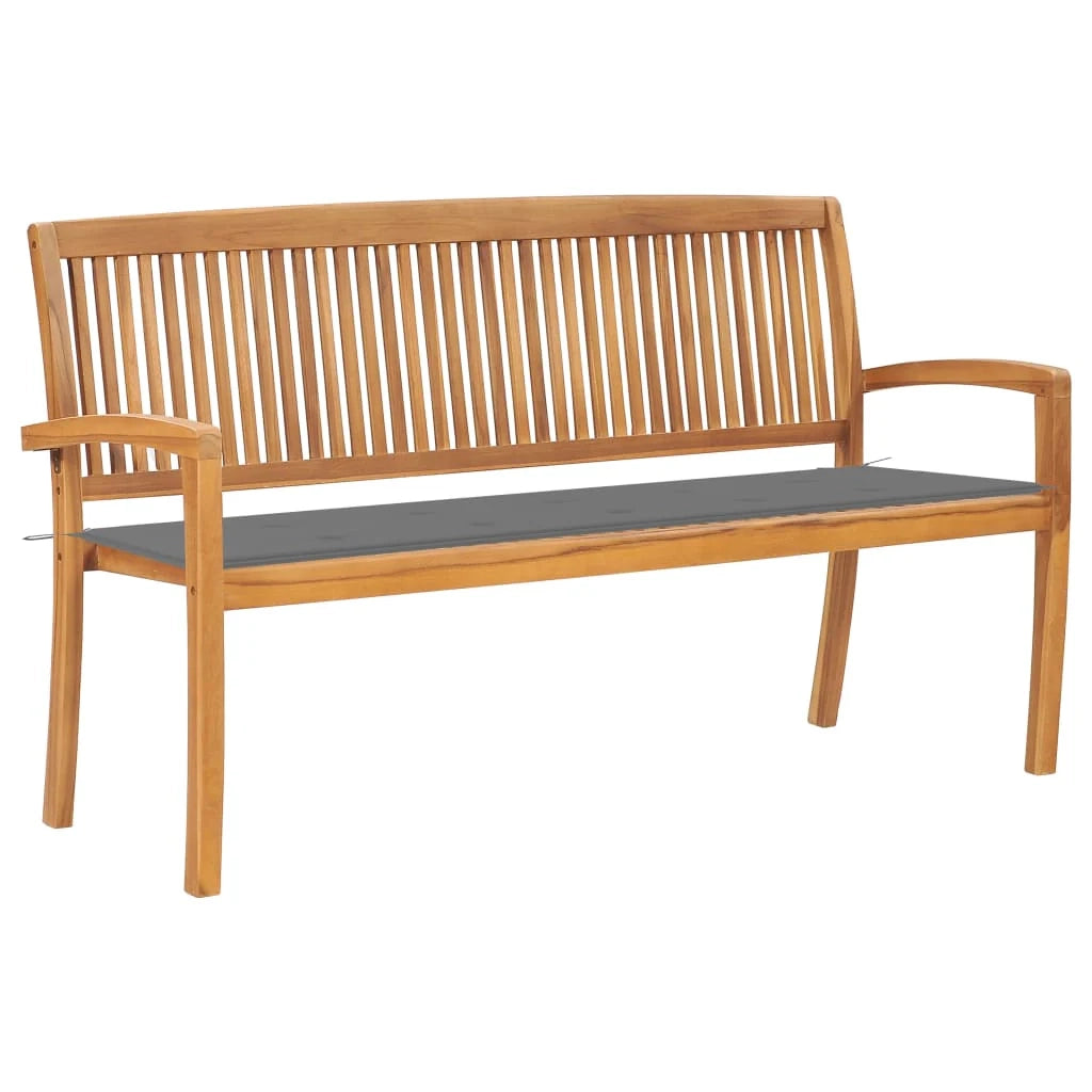 Panca da giardino mobili da esterno per patio panca da terrazza impilabile con cuscino 159 cm legno massello di teak 02_0011685