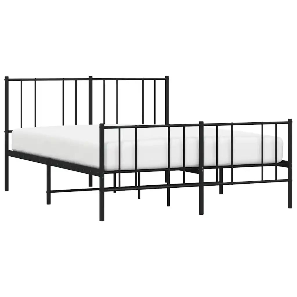 Giroletto con Testiera e Pediera-Struttura Letto Metallo Nero 120x200 cm 857936