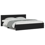 Letto matrimoniale | Letto per adulti | Giroletto con Testiera Nero 160x200 cm