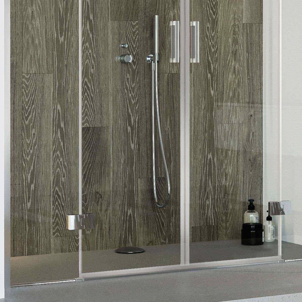 Porta Doccia 150CM H190 Vetro Trasparente con Easy-Clean mod. Flip Anta + Anta