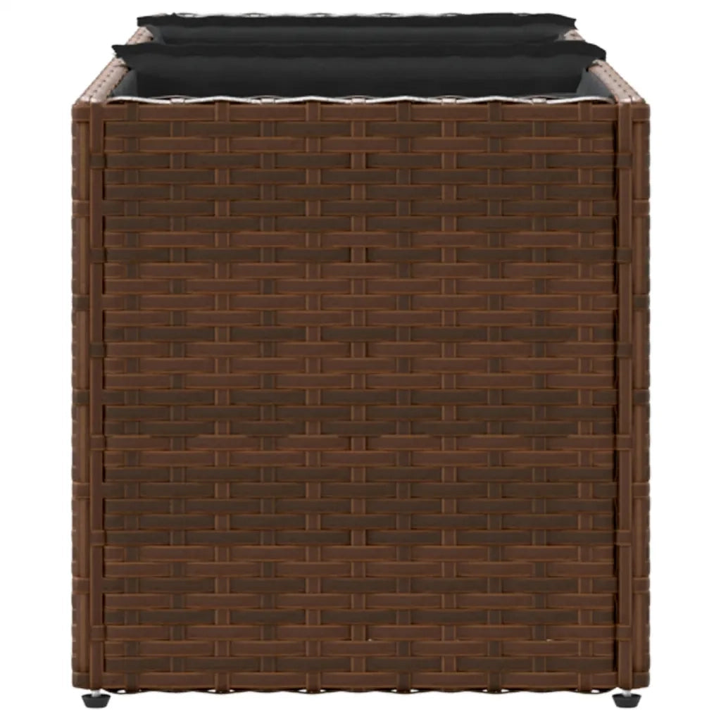 Fioriera da Giardino con 3 Vasi Marrone 105x30x32 cm Polyrattan