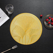 4 pezzi di placemat decorativo a forma di foglia di ginkgo biloba in pelle PU - Resistenti al calore e non scivolosi per la sala da pranzo - Placemat per cucina e casa (Gold)