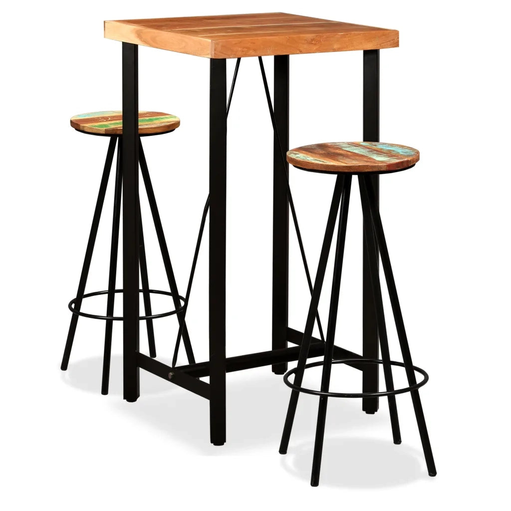 Set da Bar 3 pz in Legno Massello di Acacia e di Recupero cod mxl 8556