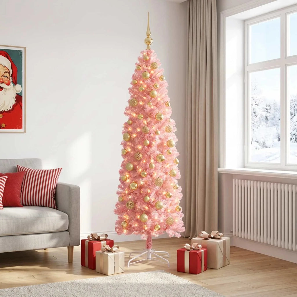 Albero di Natale Artificiale Slim con Palline 240 cm 300 LED 3461109