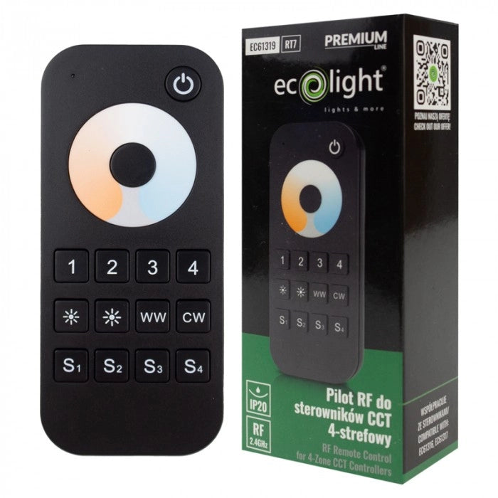 Telecomando RF RT7 CCT LED 4 zone touch nero Ecolight