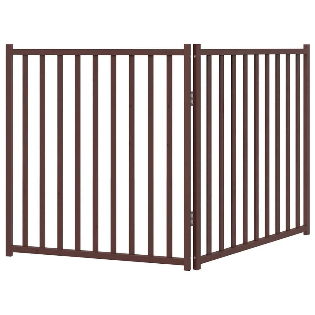 Cancelletto di sicurezza pieghevole per cani 2 pannelli 160 cm legno massello di abete marrone 02_0023055