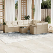 Set Divano da Giardino 10 pz con Cuscini Beige in Polyrattancod mxl 112959
