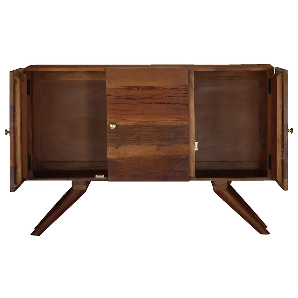 Credenza-Buffet-Armadio da cucina in Legno Massello di Recupero 110x30x75 cm Marrone