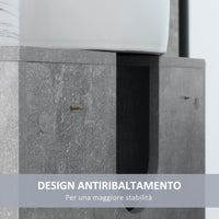 Mobile Sotto Lavabo Bagno 6 Ripiani 1 Anta 60x30x68 cm in Legno Grigio