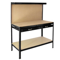 Banco da Lavoro con Parete Porta Utensili Senza Bulloni e Cassetto Portata 370kg