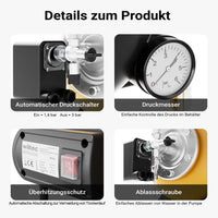 Autoclave con serbatoio uso domestico a membrana, 19 l, 1000 W, pompa per acqua automatica da 3500 l/h con pressostato e prefiltro, prevalenza 44 m, profondità di aspirazione di 8 m