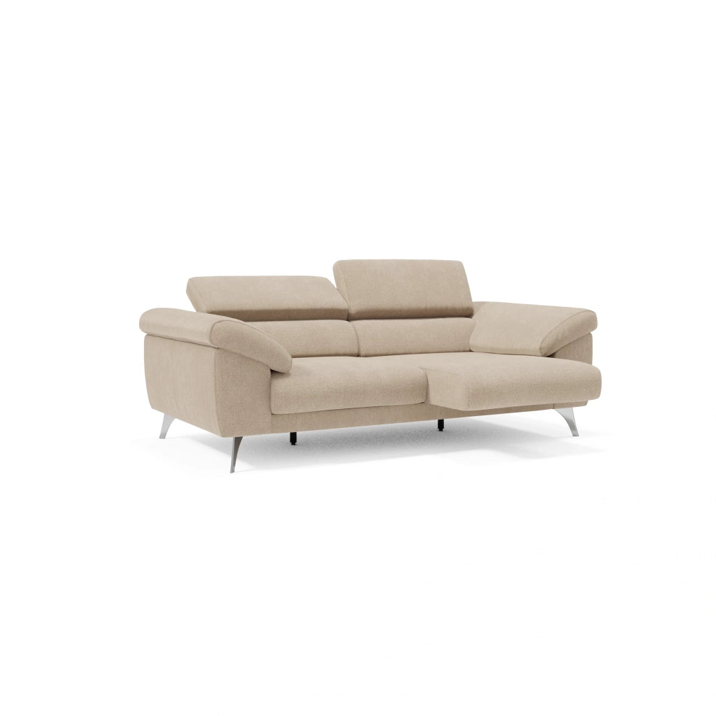 Donatello Divano con sedute allungabili braccioli contenitore e poggiatesta reclinabili in tessuto smacchiabile T23 183 cm beige