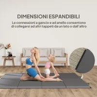 Tappetino da Ginnastica Pieghevole, Materassino Fitness Spesso 5 cm e Antiscivolo, 240x120 cm, Grigio