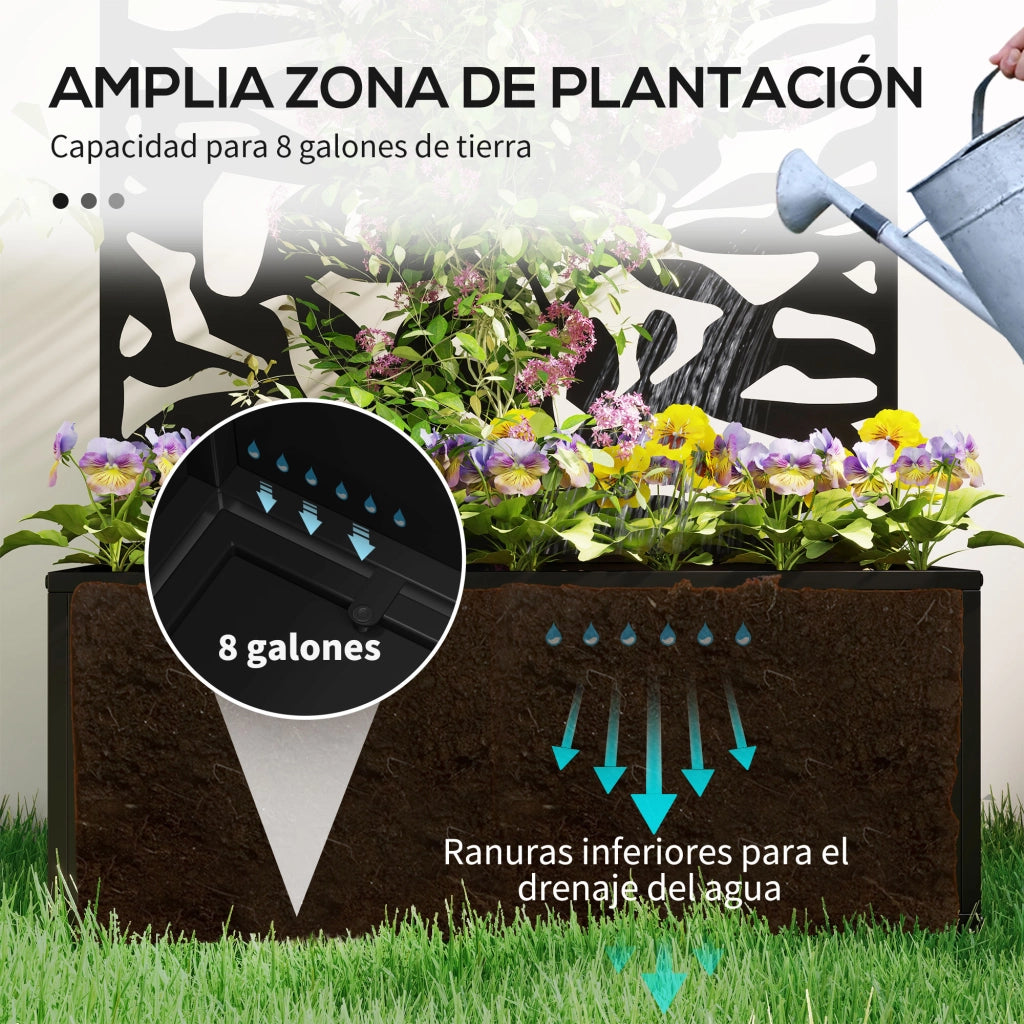 Fioriera Rialzata con Pannello Privacy ¨C Zephmum ¨C 61x23x113 cm Nero