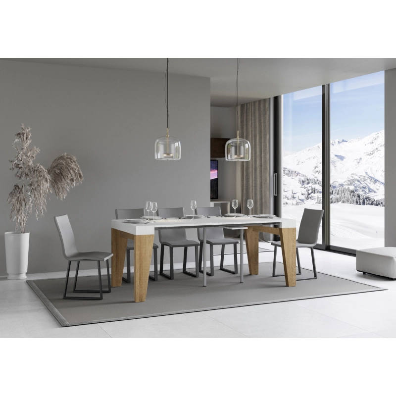Consolle allungabile 90x40/196 cm Naxy Mix Small piano Bianco Frassino - Bianco Frassino/Quercia Natura